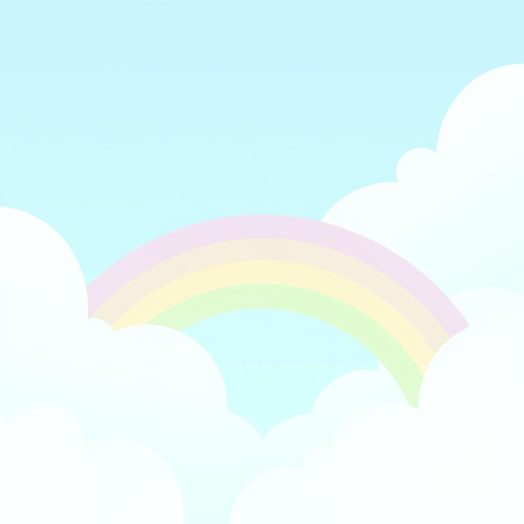 a bright, colorful rainbow stretching across a clear blue sky with fluffy white clouds