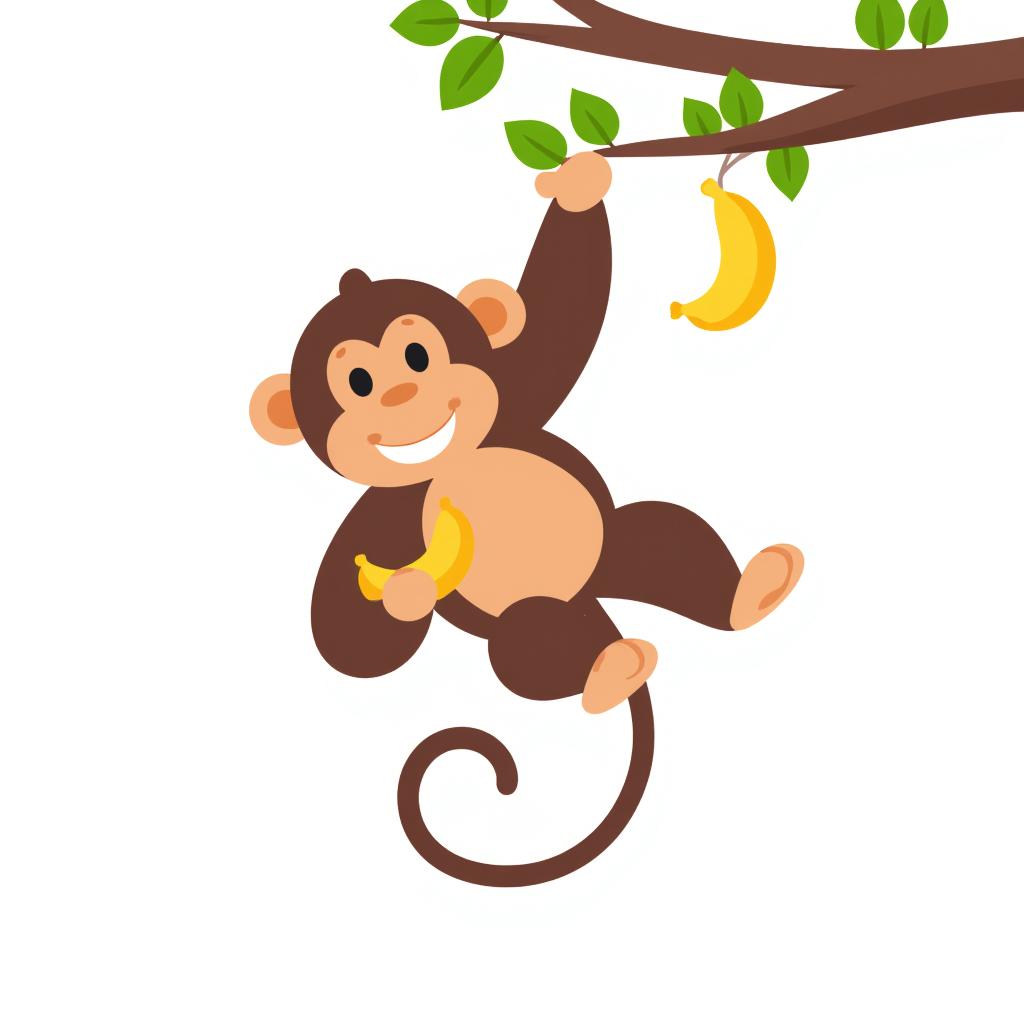 monkey hanging from a tree branch eating a banana