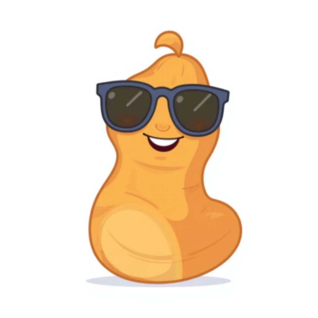 a smiling peanut with a big smile and sunglasses