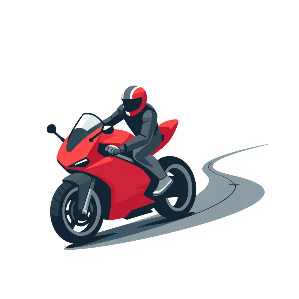 a sleek, red sports bike speeding down a winding road