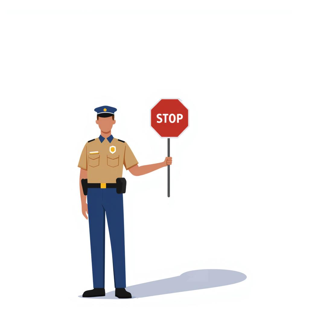 policeman holding a stop sign and directing traffic