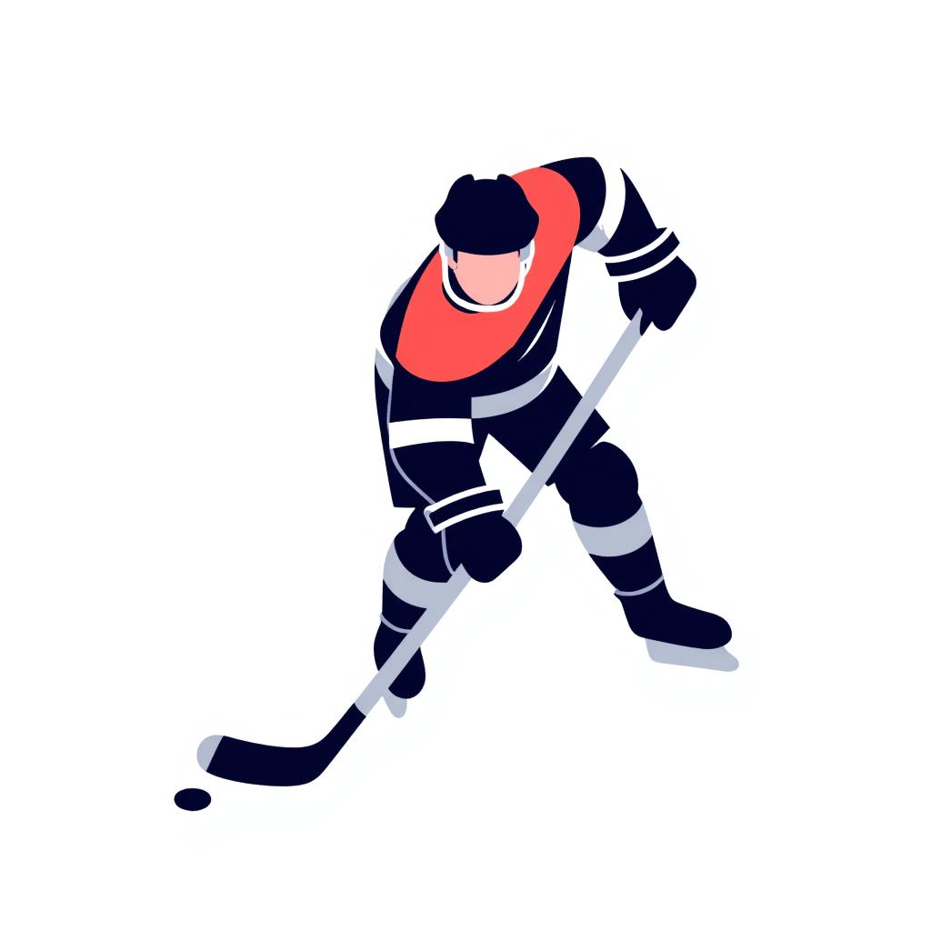 hockey player in full gear, swinging a hockey stick on ice