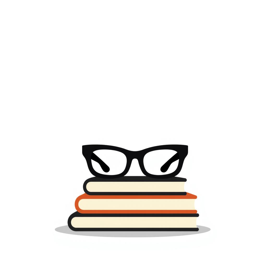 a pair of trendy black-framed glasses sitting on a stack of books