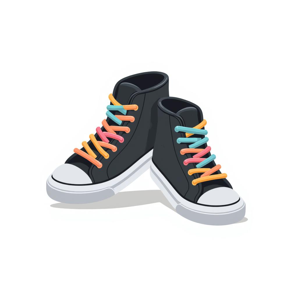 a pair of high-top sneakers with colorful laces