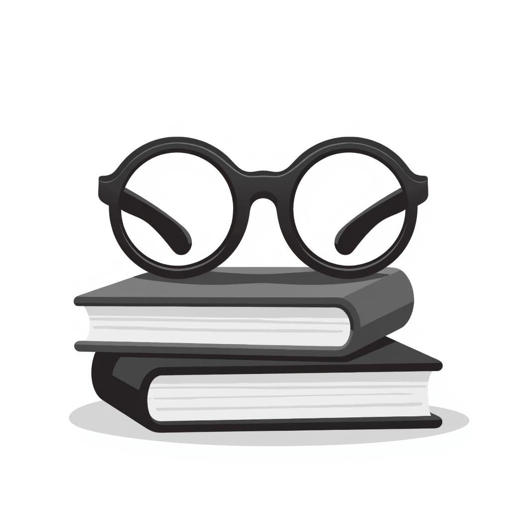 a pair of trendy, black-framed glasses sitting on a stack of books