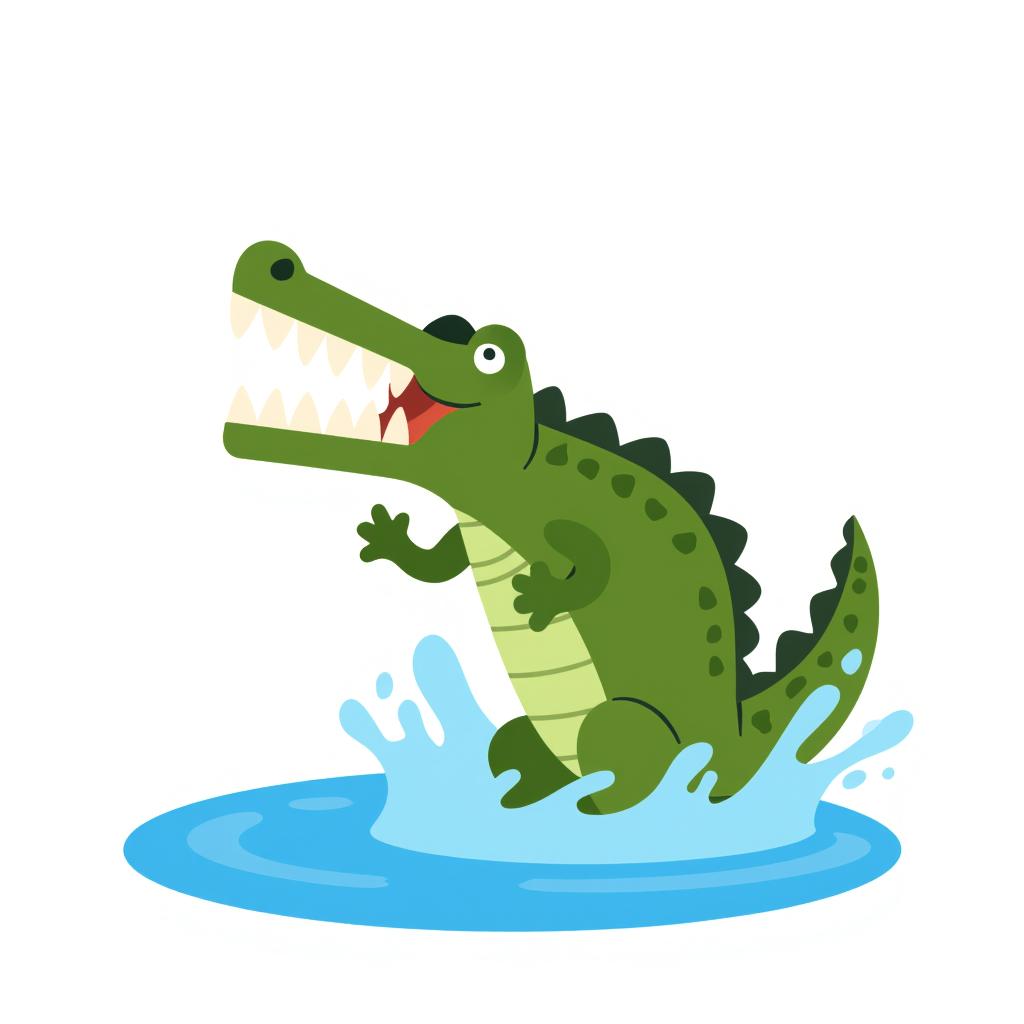 a large saltwater crocodile jumping out of the water with its jaws open