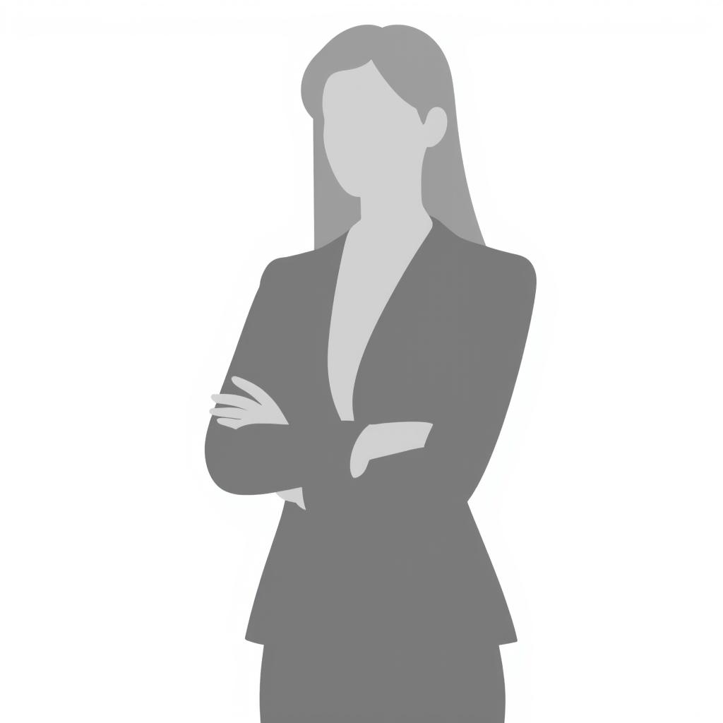 a woman in a business suit standing confidently with her arms crossed