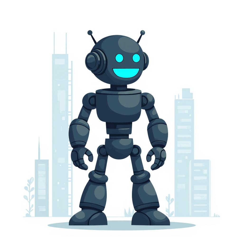 robot with glowing blue circuits and a metallic body standing in a futuristic city