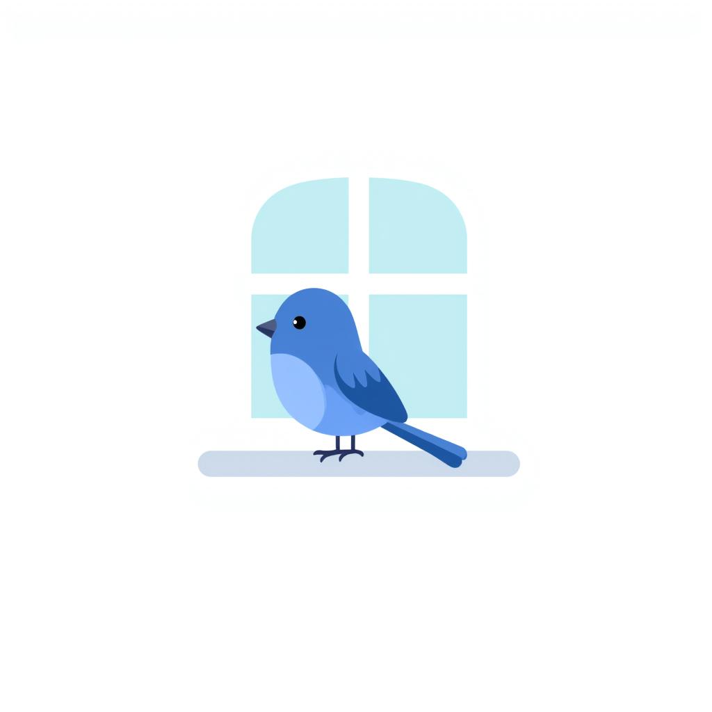 a blue bird perched on a windowsill