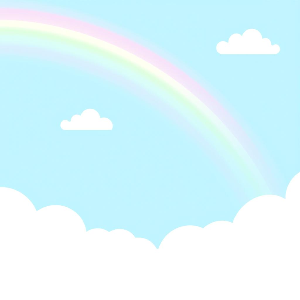 a vibrant rainbow stretching across a bright blue sky with fluffy white clouds